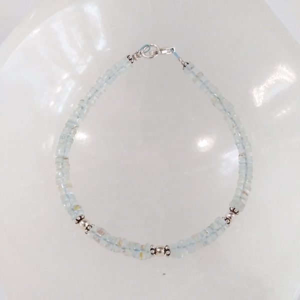 bracelet aigue marine sur câble