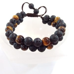Bracelet œil de tigre et lave