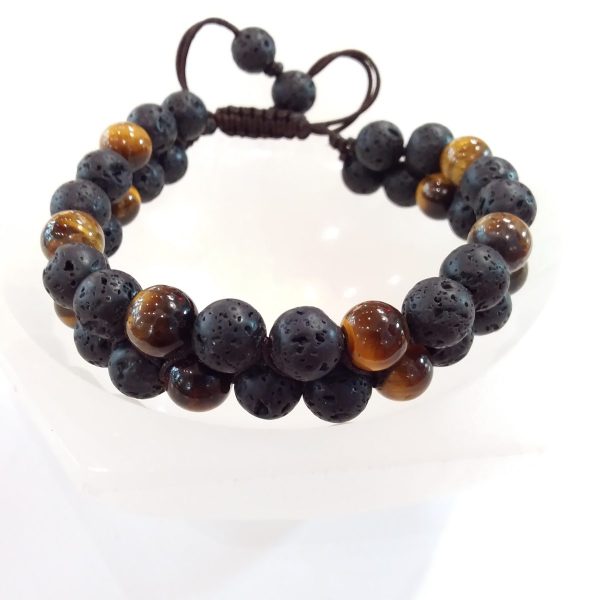 bracelet œil de tigre et lave