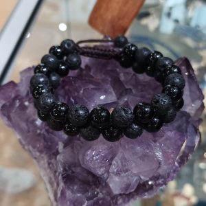 Bracelet lave et onyx