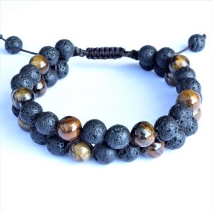 Bracelet œil de tigre et lave