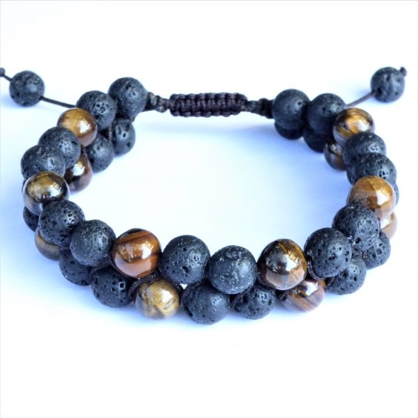 bracelet œil de tigre et lave