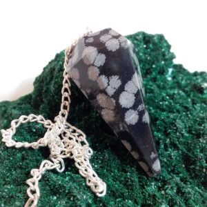 Pendule obsidienne flocon de neige