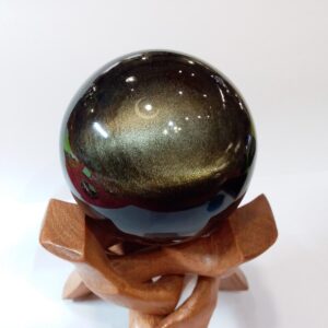 Sphère obsidienne dorée
